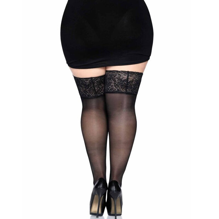 LEG AVENUE - SCHWARZE STRÜMPFE MIT BREITER SPITZE, EINE GRÖSSE