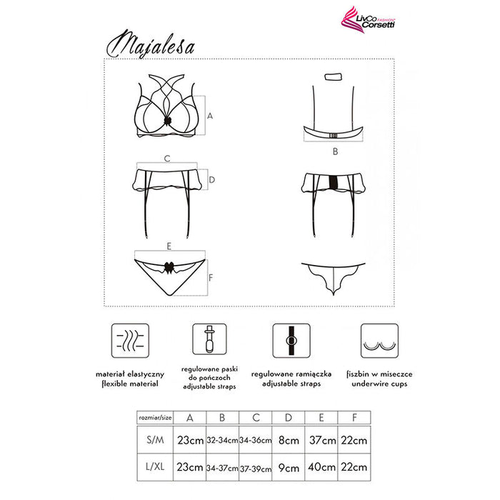 LIVCO CORSETTI FASHION - MAJALESA LC 90526 BH + STRUMPFGÜRTEL + PANTY SCHWARZ