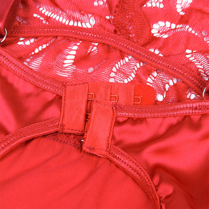SUBBLIME - SATIN-BABYDOLL MIT SPITZE ROT S/M