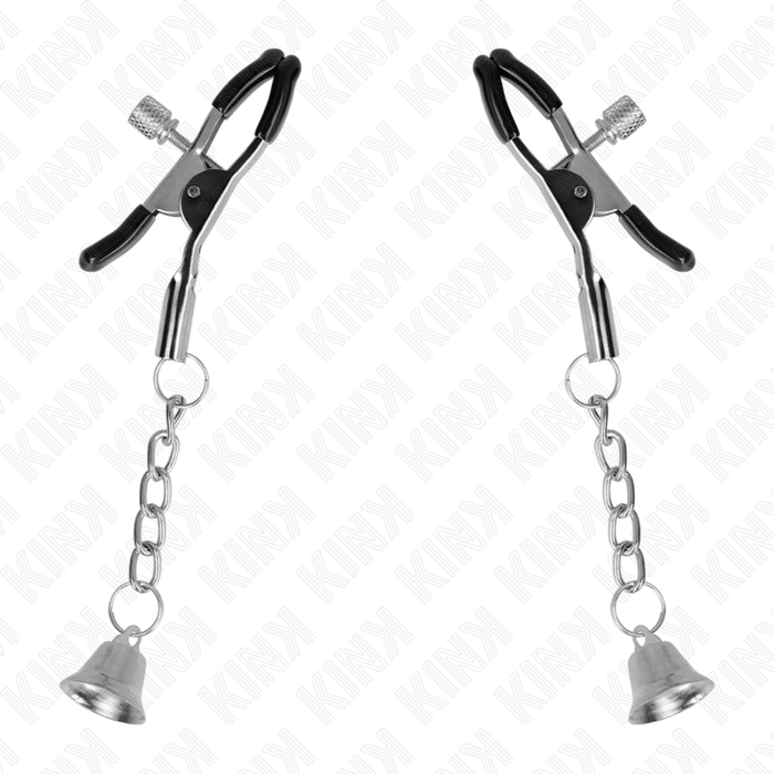 KINK - SILBERNE NIPPELKLEMMEN MIT GLOCKENANHÄNGER 6 CM
