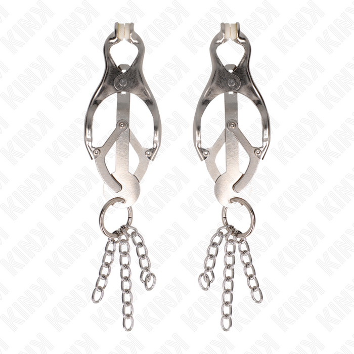KINK - JAPANISCHE KLEEBLATT-NIPPELKLAMMERN MIT KLEINEN KETTEN SILBER