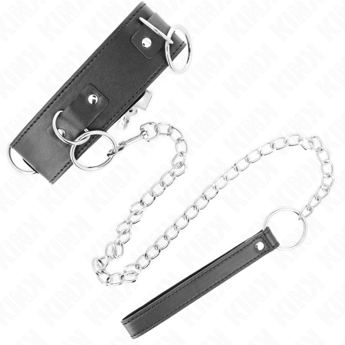 KINK - HALSKETTE MIT LEINE 65 CM 3 RING MODELL 2 VERSTELLBAR 36-43 CM X 5 CM