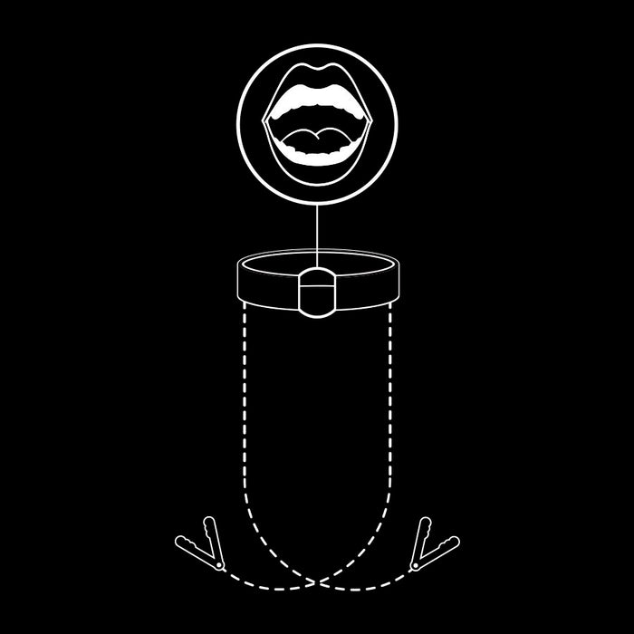 FETISH SUBMISSIVE - KNEBELRING MIT NIPPELKLEMMEN